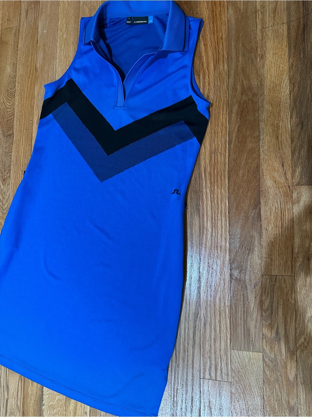 J.Lindeberg Royal Blue Sleeveless Golf Polo Tank dress with Black Chevron